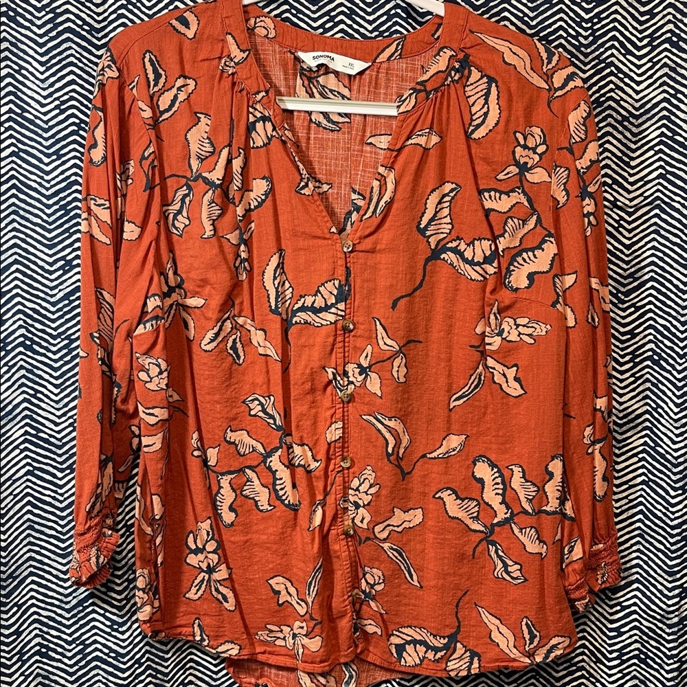 Sonoma Terracotta Floral Blouse